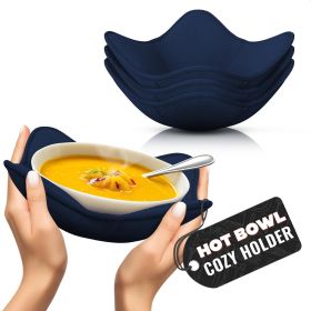 4 Pcs Microwave Bowl Cozy Holders Deep Navy Blue Microwave Bowl Holders for Hot Food Protect Hands from Hot Dishes Soft & Heat Resistant Fabric f