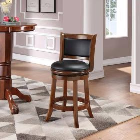 Counter Height Barstool with Black Padded Swivel Seat (Color: Cherry)