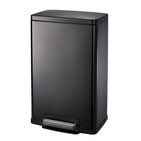 Stainless Steel 13-Gallon Kitchen Trash Can with Step Lid (Color: Charcoal)