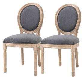 Set of 2 Vintage Upholstered Armless Curved Back Dining Chairs (Option: Curved, Color: Grey)