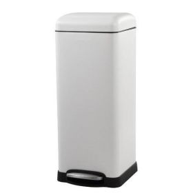8-Gallon Retro Stainless Steel Step-On Trash Can (Color: White)